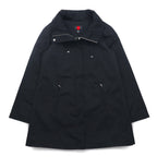GALLERY Stand Collar A-Line Coat XS Black Cotton Polyester