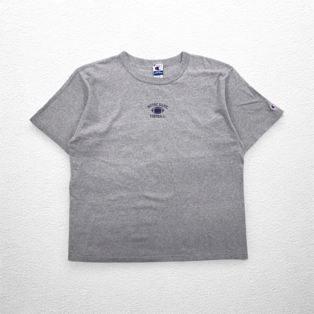 Champion 90s Embroidered Tag T-Shirt XL Grey Cotton NOTRE DAME FOOTBALL Made in Mexico