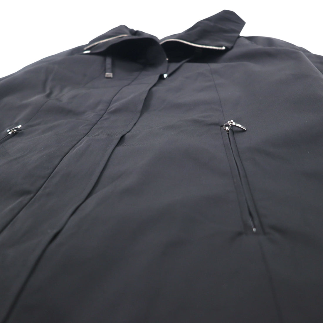 GALLERY Stand Collar A-Line Coat XS Black Cotton Polyester