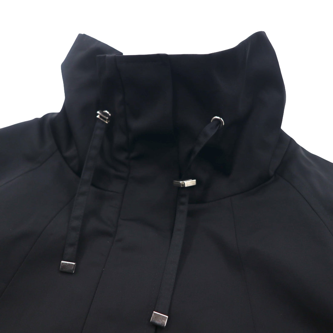 GALLERY Stand Collar A-Line Coat XS Black Cotton Polyester