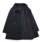 GALLERY Stand Collar A-Line Coat XS Black Cotton Polyester