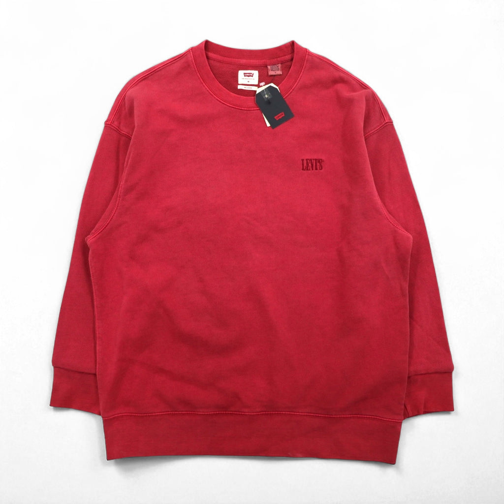 Levi's Relaxed Fit Crew Neck Sweatshirt, Size M, Red, with Embroidered Trim, 85531-0002, Unused