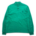 CHAPS Half Button Long Sleeve T-Shirt, Green, Cotton, One Point Logo Embroidery
