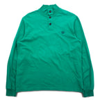 CHAPS Half Button Long Sleeve T-Shirt, Green, Cotton, One Point Logo Embroidery