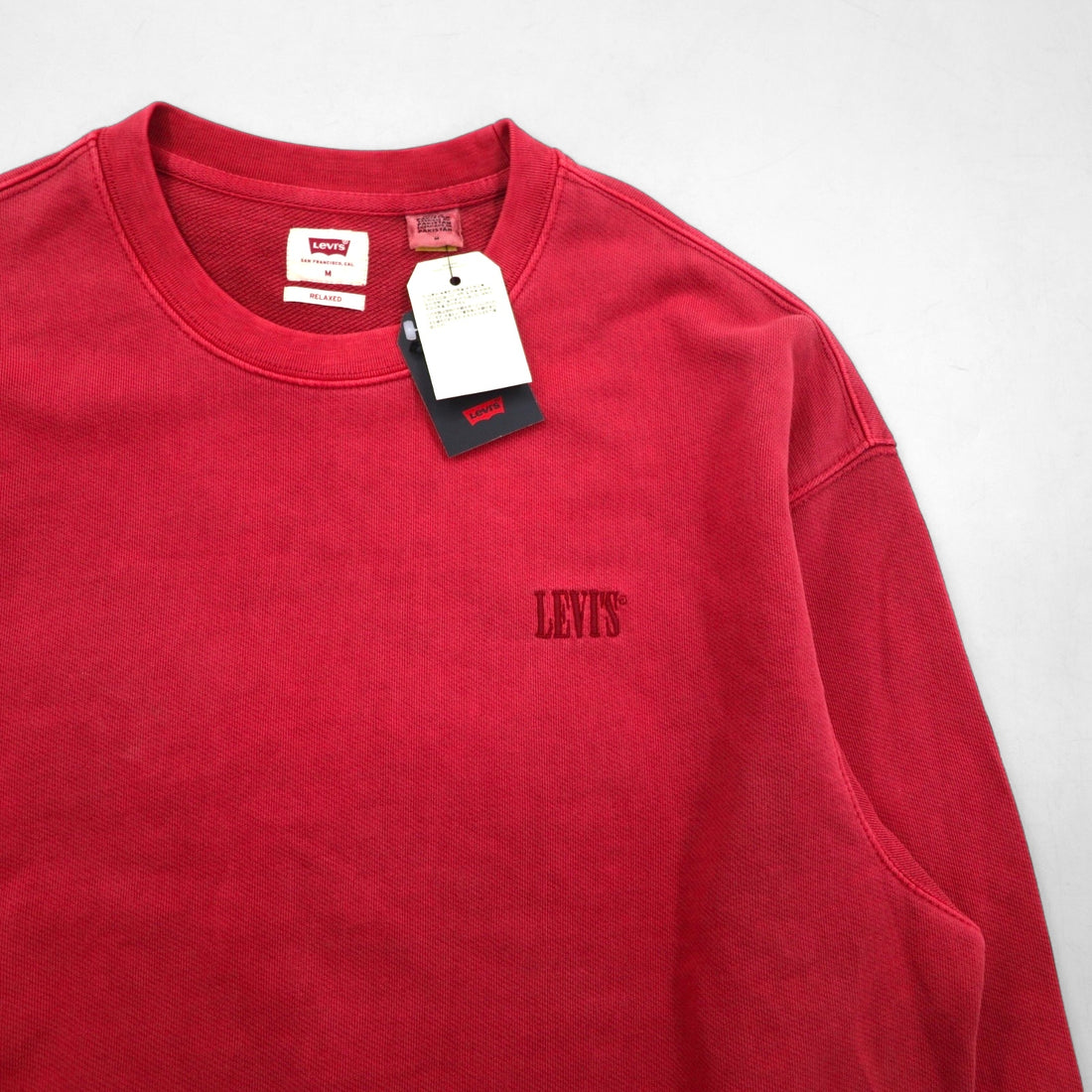 Levi's Relaxed Fit Crew Neck Sweatshirt, Size M, Red, with Embroidered Trim, 85531-0002, Unused