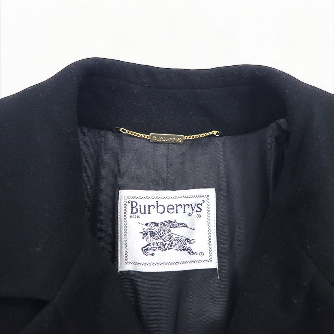 Burberrys Spanish Cashmere Chesterfield Coat M Black Wool WOOL &amp; CASHMERE