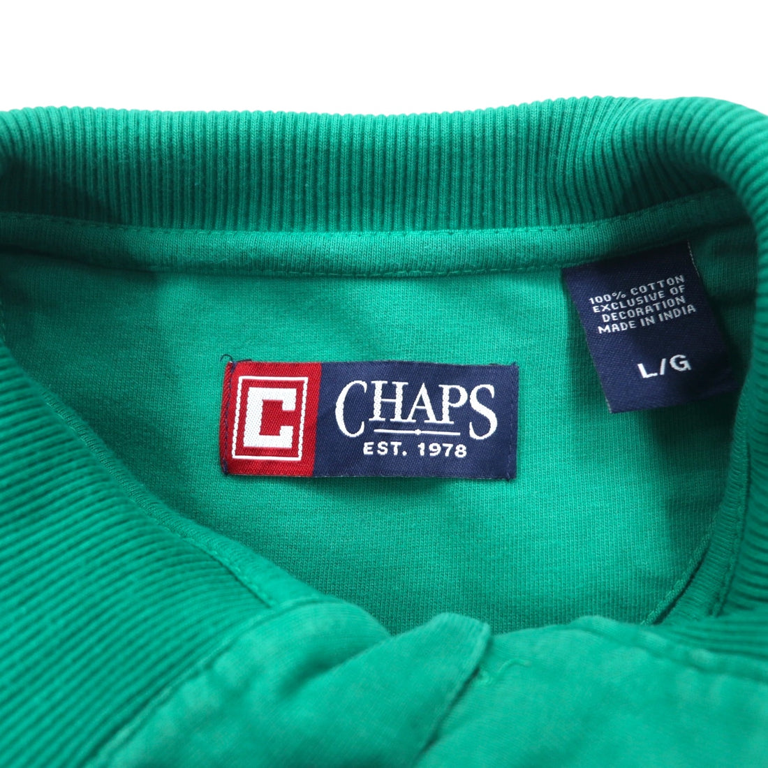 CHAPS Half Button Long Sleeve T-Shirt, Green, Cotton, One Point Logo Embroidery