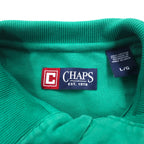 CHAPS Half Button Long Sleeve T-Shirt, Green, Cotton, One Point Logo Embroidery