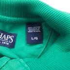 CHAPS Half Button Long Sleeve T-Shirt, Green, Cotton, One Point Logo Embroidery