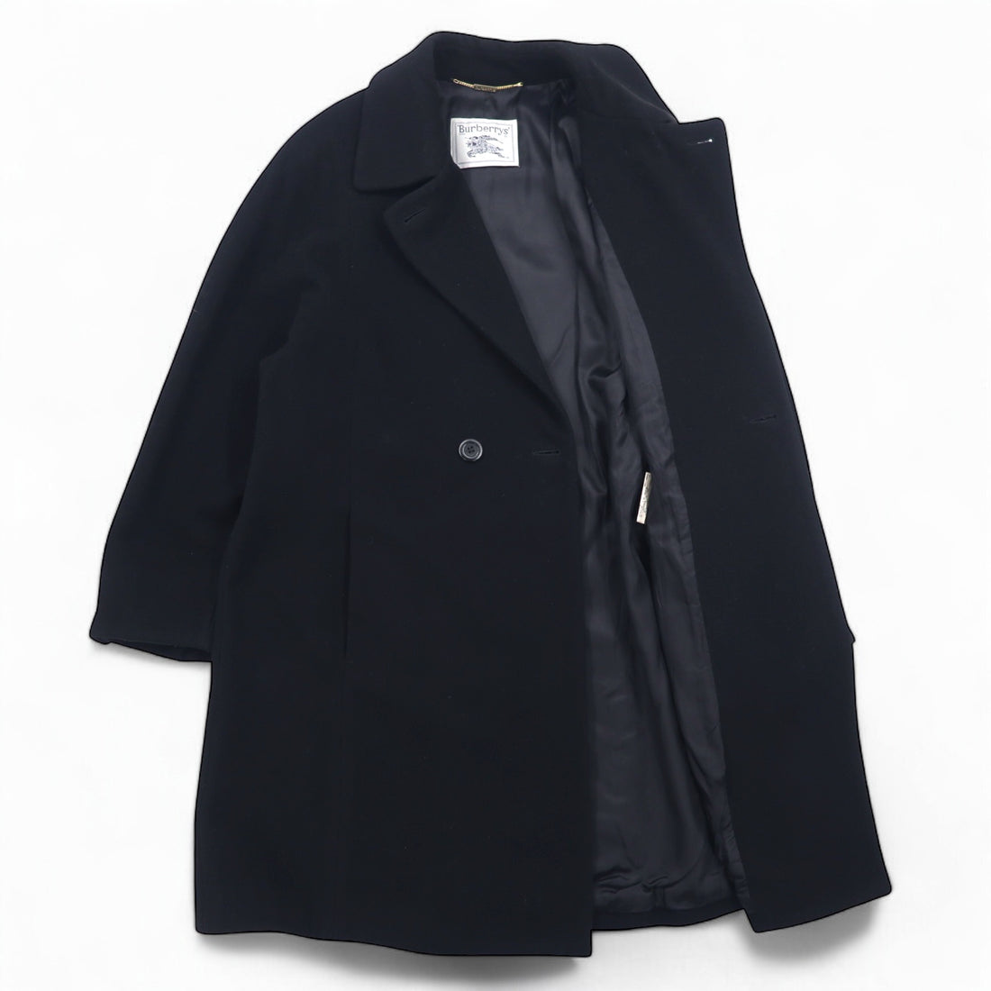 Burberrys Spanish Cashmere Chesterfield Coat M Black Wool WOOL &amp; CASHMERE