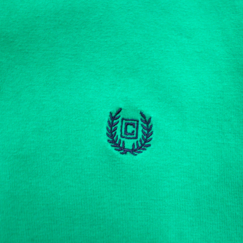 CHAPS Half Button Long Sleeve T-Shirt, Green, Cotton, One Point Logo Embroidery