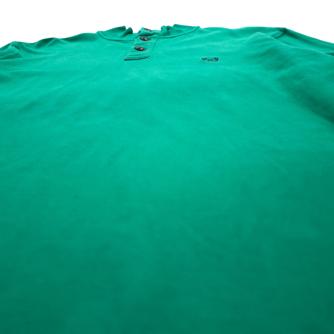 CHAPS Half Button Long Sleeve T-Shirt, Green, Cotton, One Point Logo Embroidery