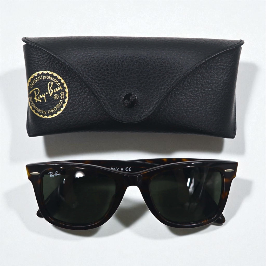 Ray-Ban Wayfarer Wellington Sunglasses, Brown Tortoiseshell, RB2140-F, 902 52-22 3N, Made in Italy