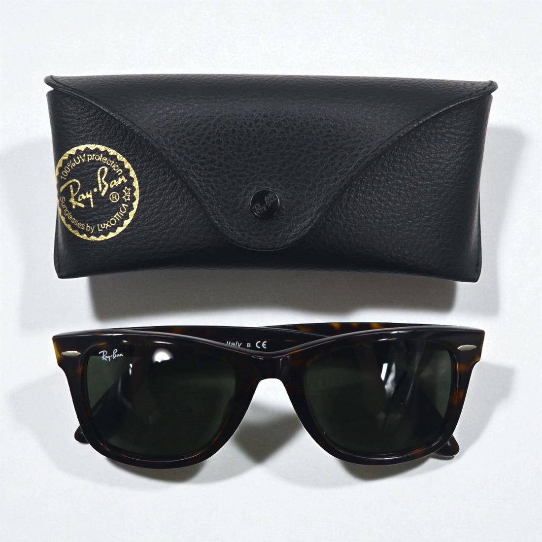 Ray-Ban Wayfarer Wellington Sunglasses, Brown Tortoiseshell, RB2140-F, 902 52-22 3N, Made in Italy