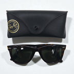 Ray-Ban Wayfarer Wellington Sunglasses, Brown Tortoiseshell, RB2140-F, 902 52-22 3N, Made in Italy