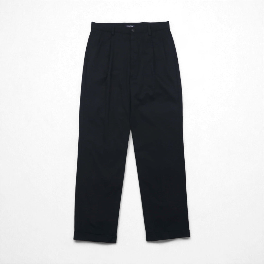 NAUTICA 2タック ワイド スラックスパンツ M ブラック RIGGER コットン