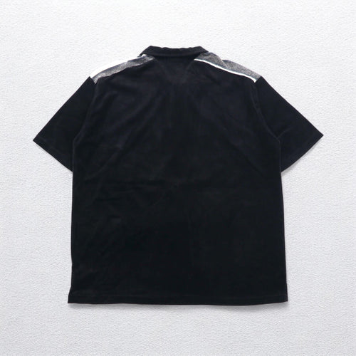Billabong 90s USA made velour polo shirt XL black cotton polyester one point logo embroidery