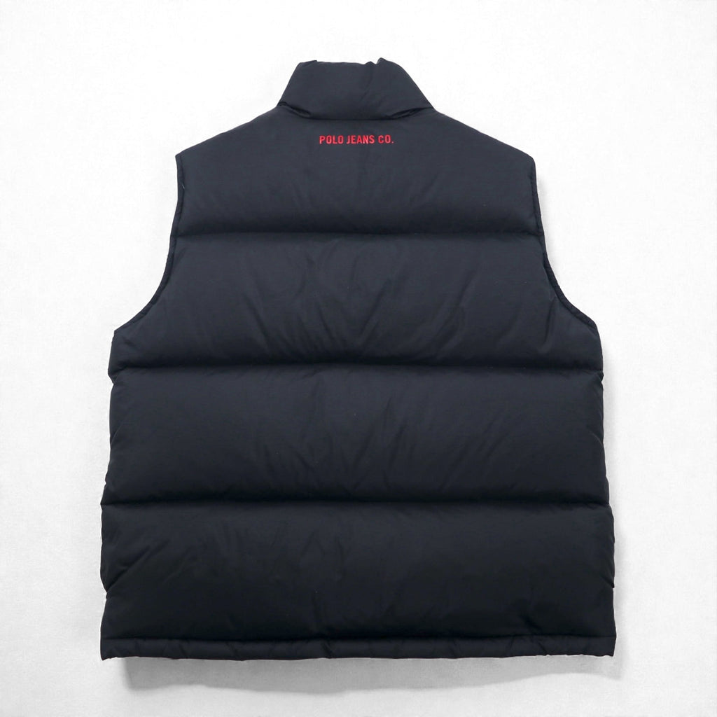 POLO JEANS CO. Ralph Lauren 90s Volume Down Vest, Size Small, Black, Lips Top