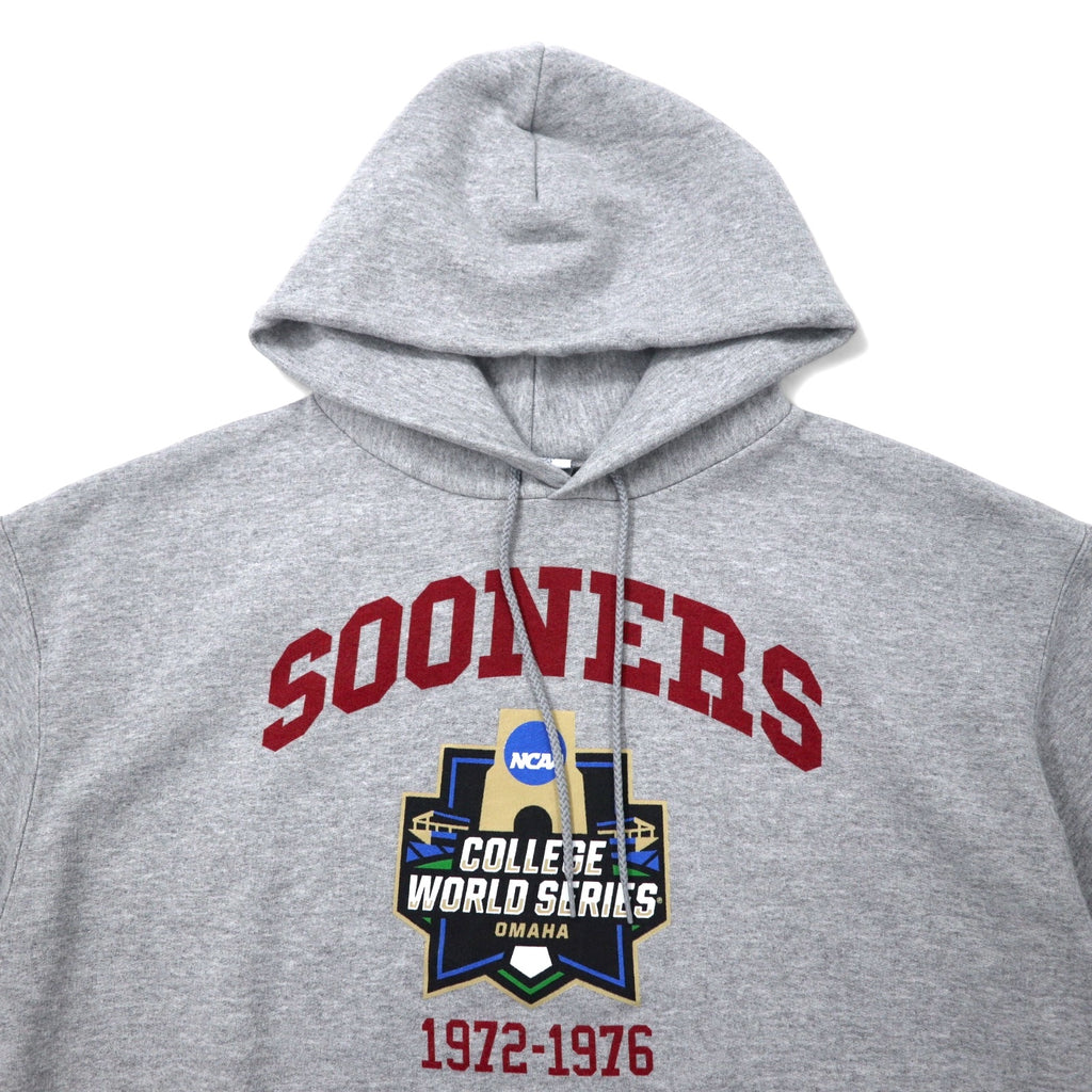 Champion ECO カレッジ プリント パーカー 3XL グレー コットン 裏起毛 NCAA SOONERS ビッグサイズ