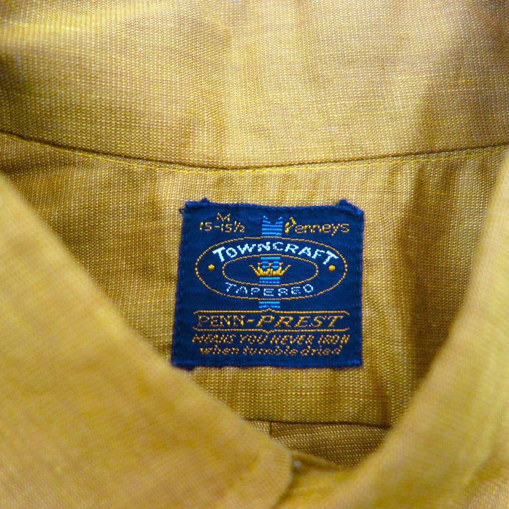TOWNCRAFT (Pennys) 60s PENN-PREST short sleeve button down shirt, M, camel, cotton