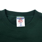 JERZEES Made in USA 90's SUPER SWEATS Crew Neck Sweatshirt M Green Cotton Brushed Back YHS Dance Team One Point Embroidery