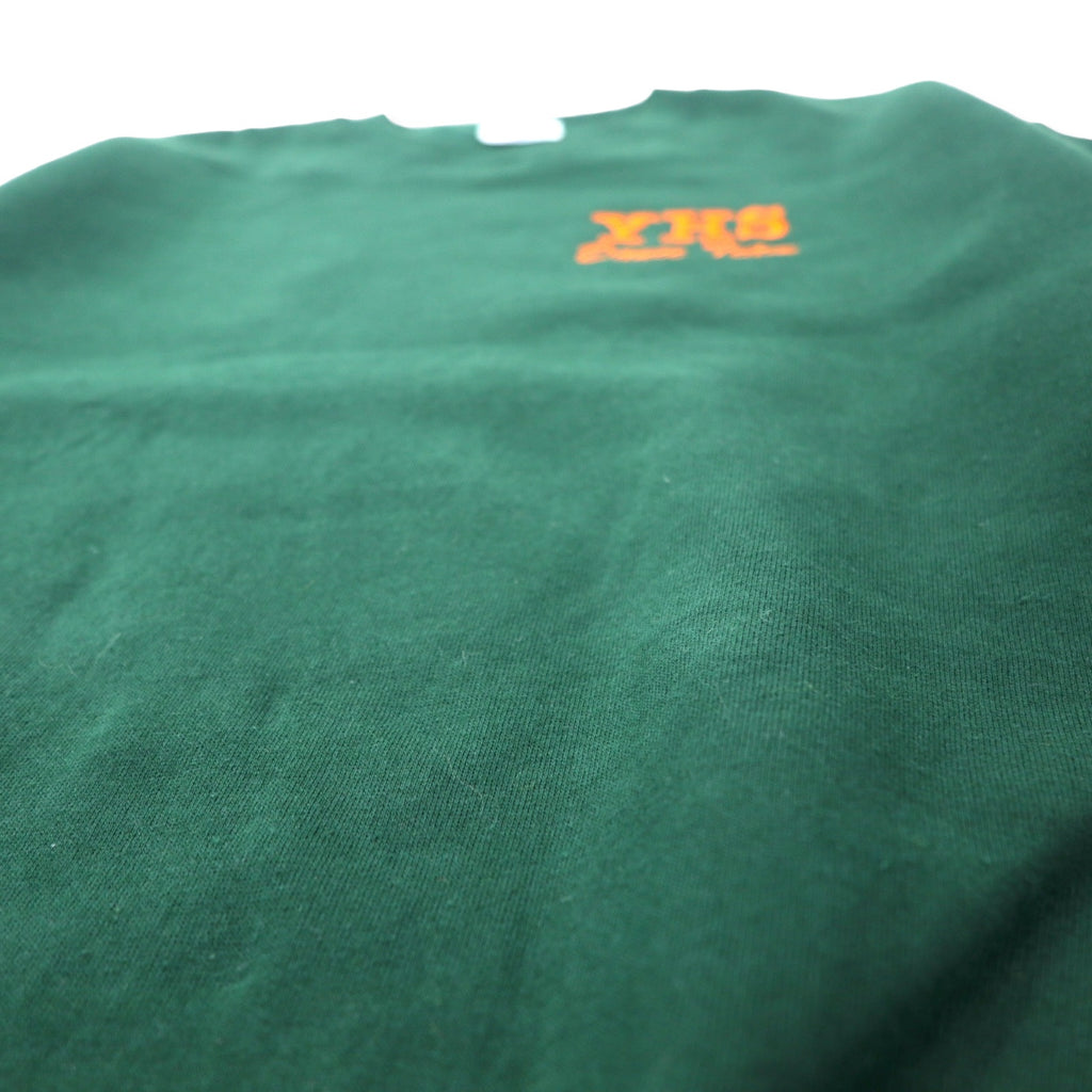 JERZEES Made in USA 90's SUPER SWEATS Crew Neck Sweatshirt M Green Cotton Brushed Back YHS Dance Team One Point Embroidery