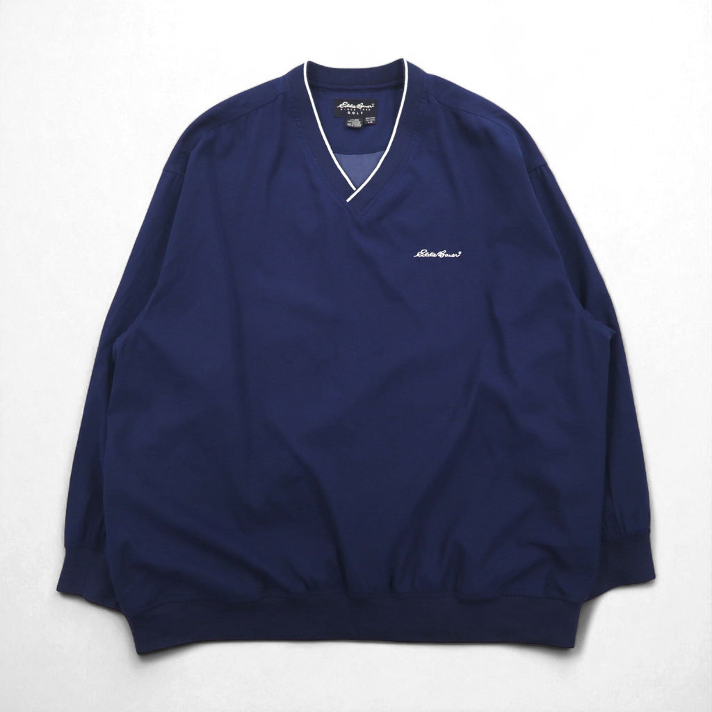 Eddie Bauer ピステ プルオーバー ナイロンジャケット L ネイビー ポリエステル 撥水 ワンポイントロゴ刺繍 サイドポケット