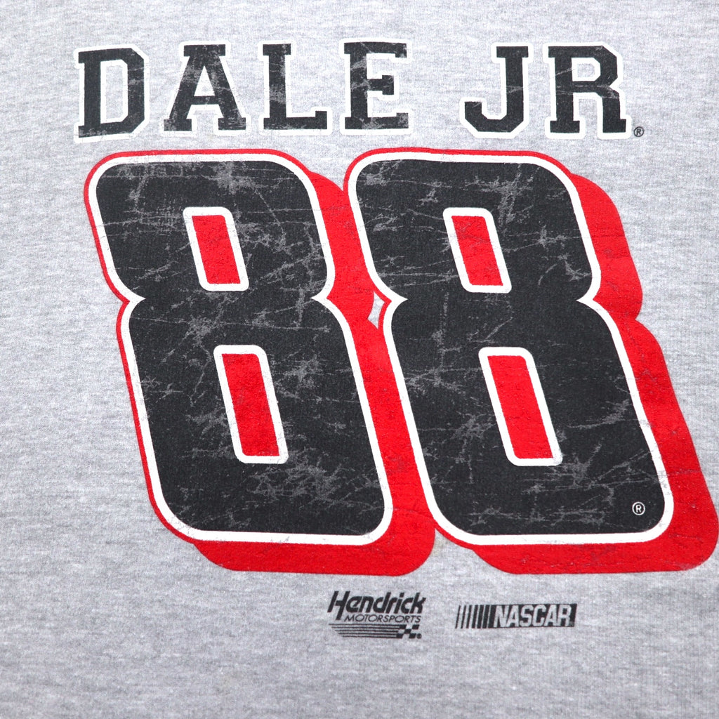 NASCAR Numbering Print Pullover Hoodie L Grey Cotton Racing DALE JR