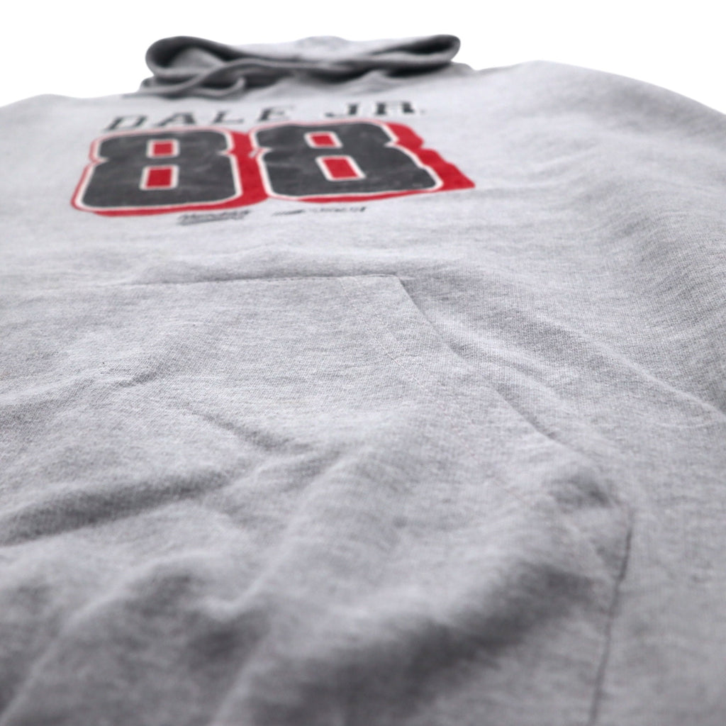 NASCAR Numbering Print Pullover Hoodie L Grey Cotton Racing DALE JR