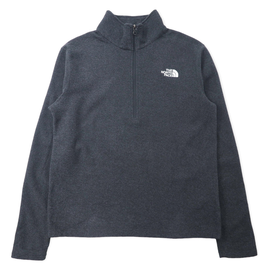 日本然リトテ-古着オンライン-THE NORTH FACE ハーフジップ フリースジャケット M グレー ポリエステル ワンポイントロゴ刺繍-THE NORTH FACE Half Zip FLEECE Jacket M Gray Polyester One Point Logo Embroidery