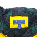 POLO RALPH LAUREN Mods Coat Bench Coat XL Yellow Polyester Boa Liner Padding Drawstring College Logo Print Back Logo