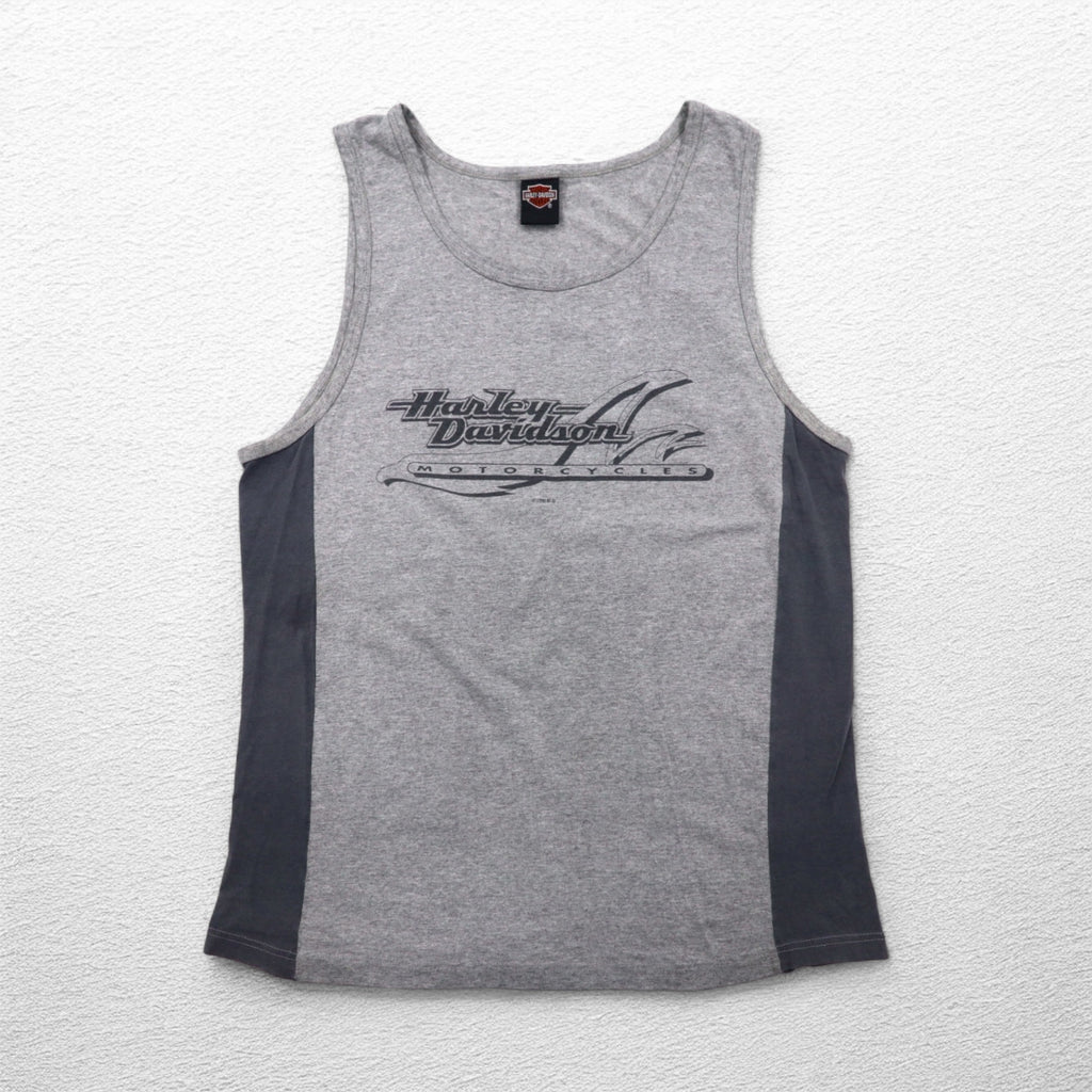 HARLEY DAVIDSON 90年代 USA製 タンクトップ L グレー コットン HONOLULU HAWAII 両面プリント