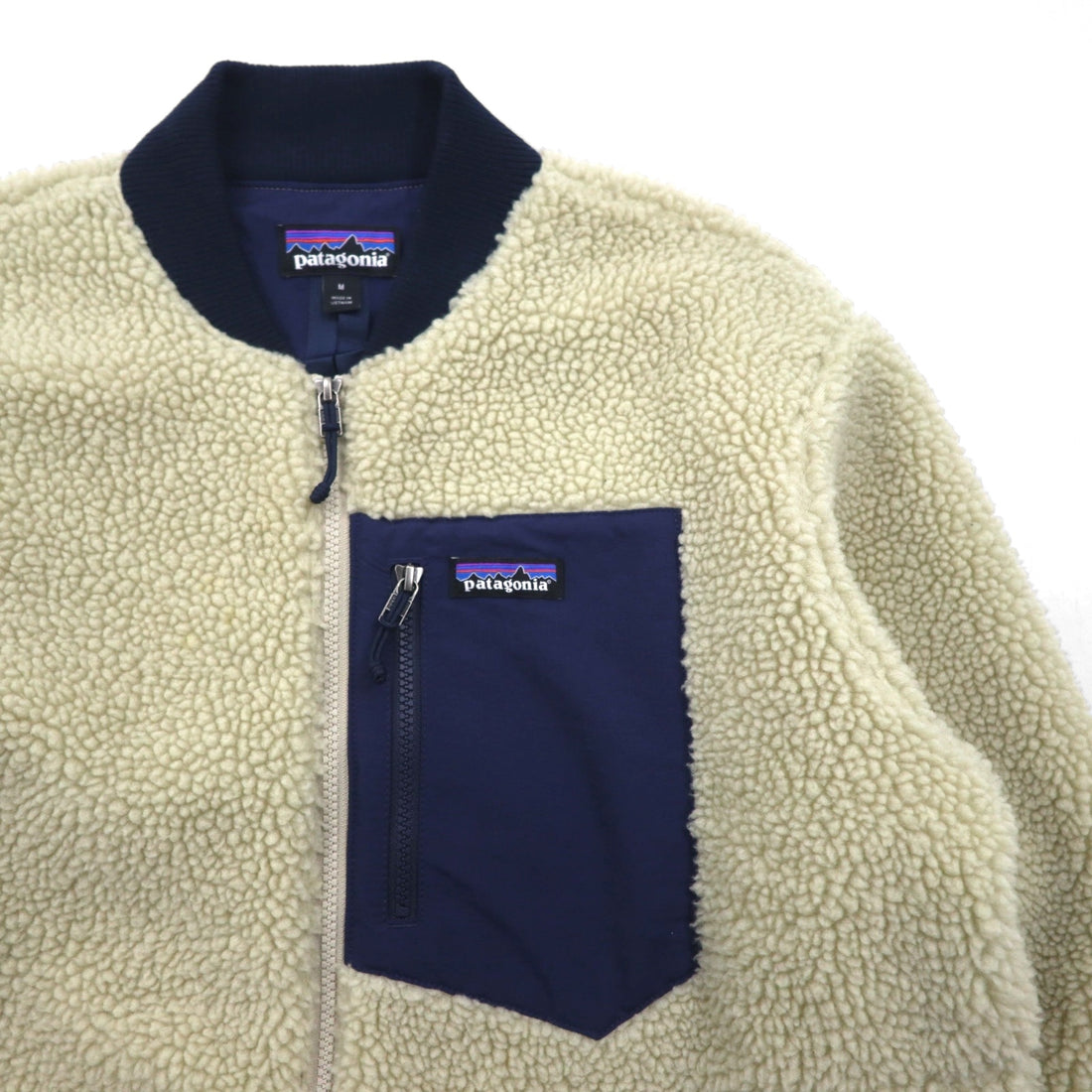 Patagonia Retro X Bomber Jacket, Discontinued, Boa Fleece Medium, Natural Navy, 22830