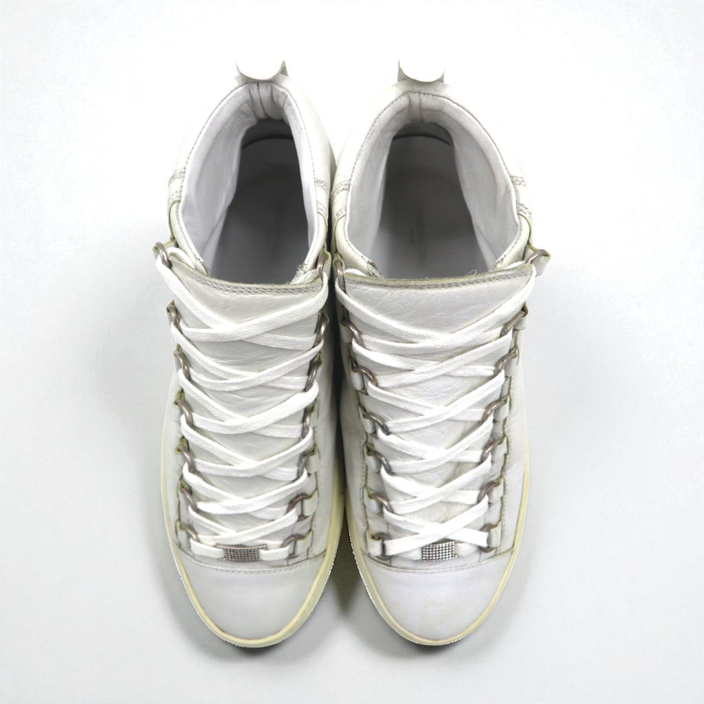 BALENCIAGA ARENA OPAQUE Leather High-Top Sneakers, Size 27cm, White, 412381