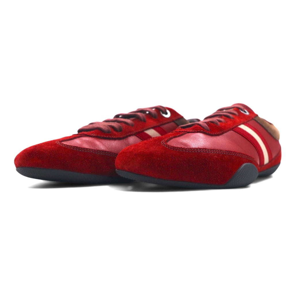 BALLY Swiss made trainspotting suede leather sneakers 24cm red calfskin ASTRA / 221