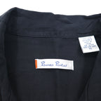 Burma Bibas Open Collar Short Sleeve Silk Shirt XL Black Boxy Silhouette