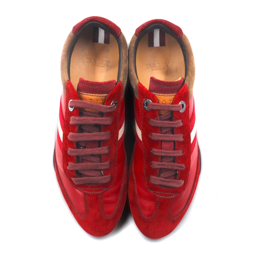 BALLY Swiss made trainspotting suede leather sneakers 24cm red calfskin ASTRA / 221