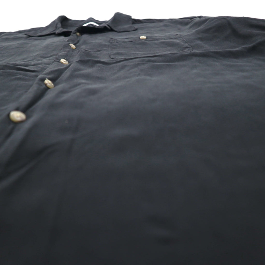 Burma Bibas Open Collar Short Sleeve Silk Shirt XL Black Boxy Silhouette