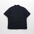 Burma Bibas Open Collar Short Sleeve Silk Shirt XL Black Boxy Silhouette