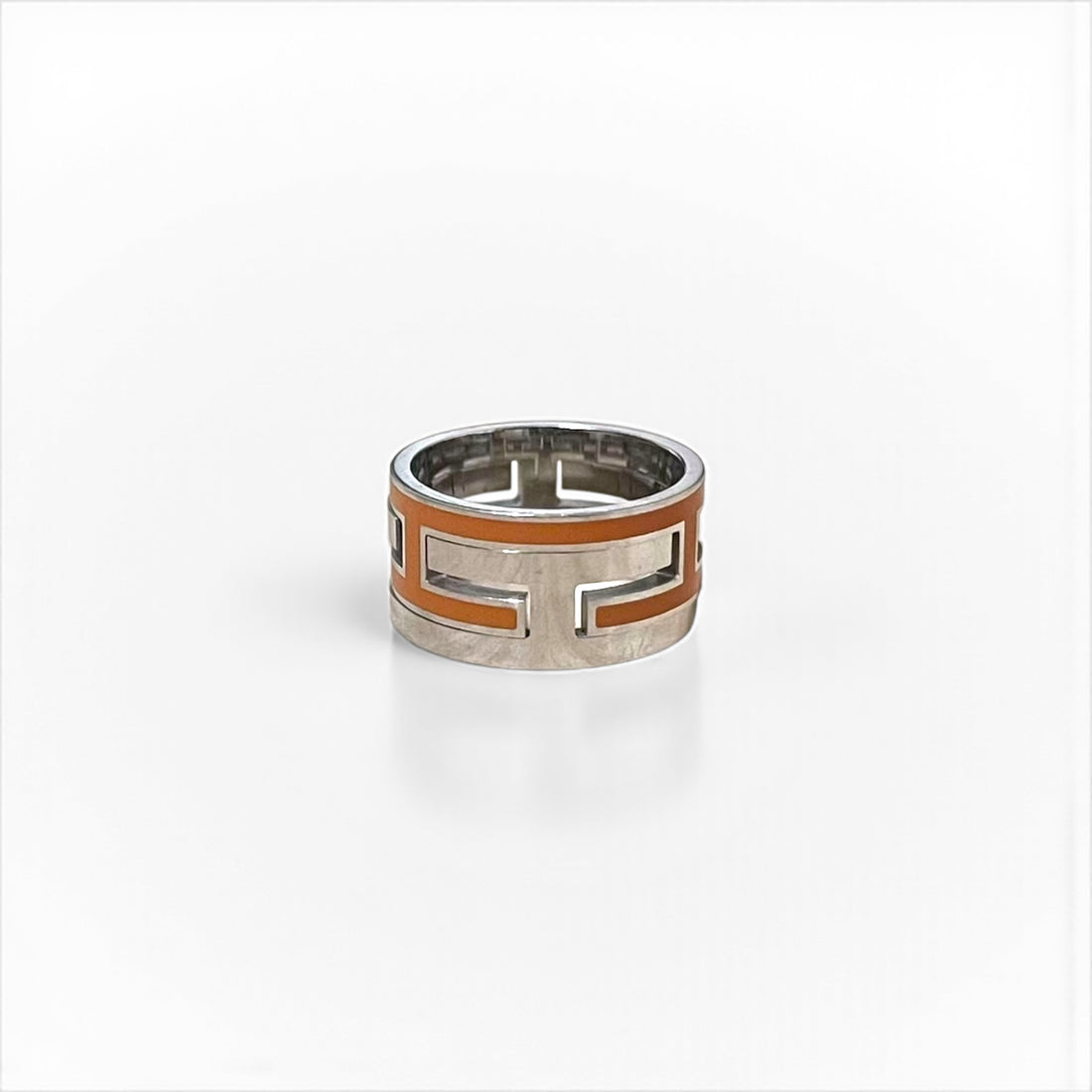 HERMES Move H Ring, size 11, orange, silver, Ag925, H design