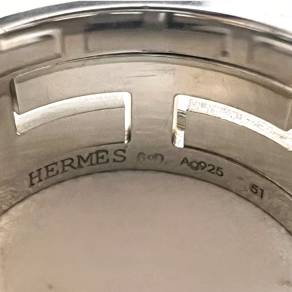 HERMES Move H Ring, size 11, orange, silver, Ag925, H design