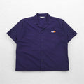 FedEx 90s Open-neck Work Shirt, Short Sleeve, Open Collar, XL, Purple, American, Corporate, Boxy Silhouette, Designed By Stan Herman, VF Imagewear