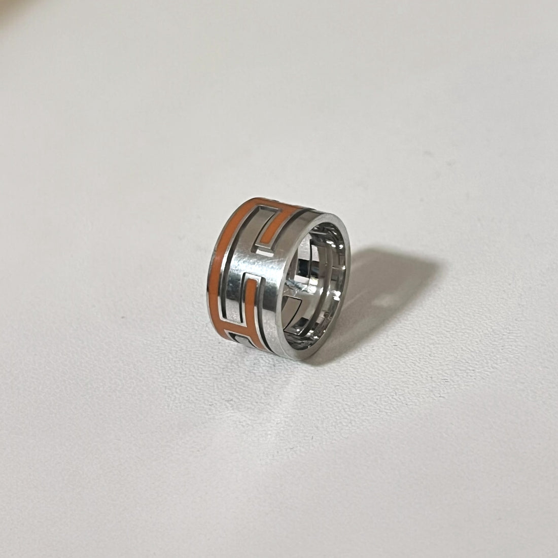 HERMES Move H Ring, size 11, orange, silver, Ag925, H design