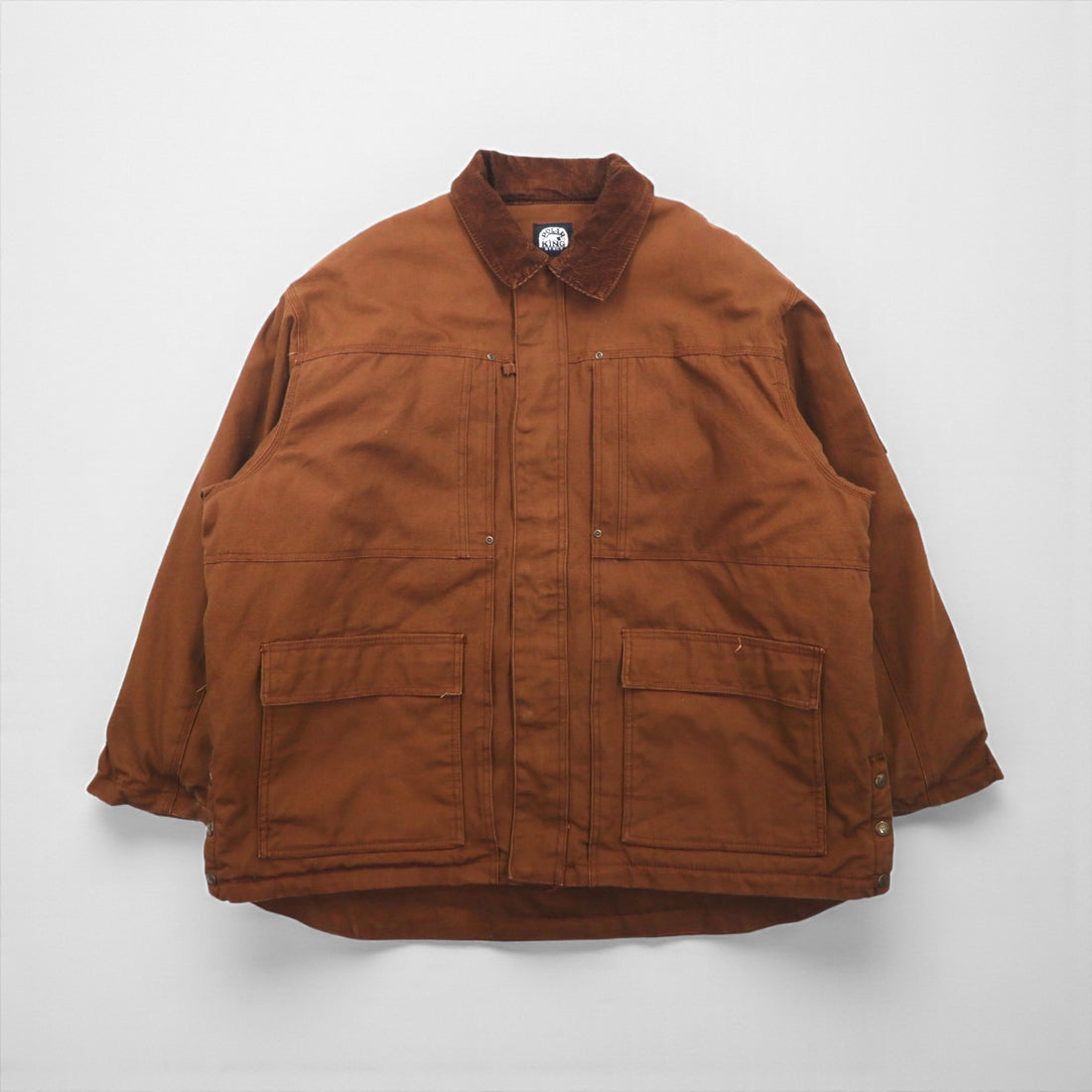 KEY Padded Duck Work Jacket Coverall XL Brown Corduroy Collar POLAR KING
