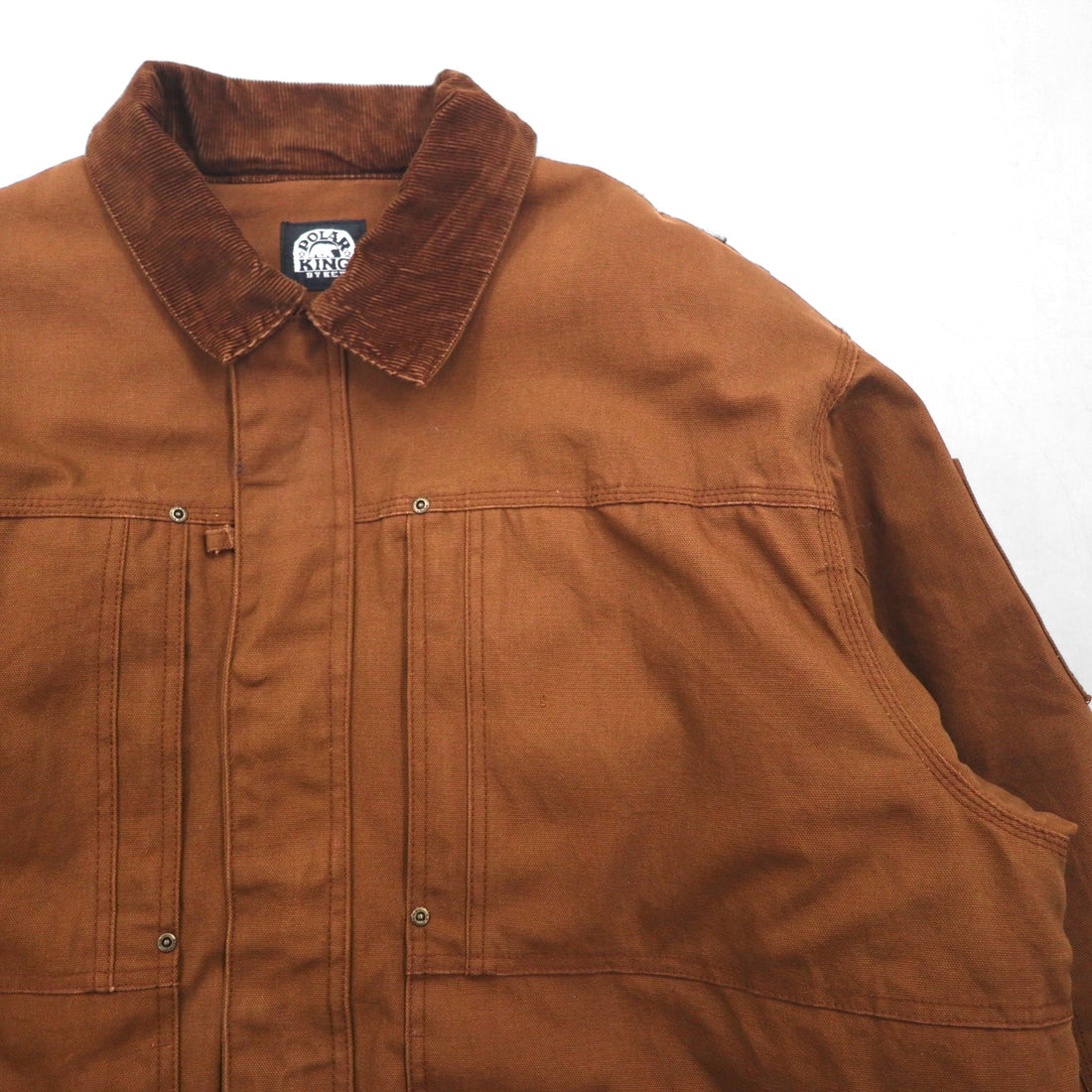 KEY Padded Duck Work Jacket Coverall XL Brown Corduroy Collar POLAR KING