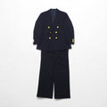 Ralph Lauren 90s Made in Japan Navy Blazer and Double-Breasted Suit, Size M, Navy Wool, Gold Buttons