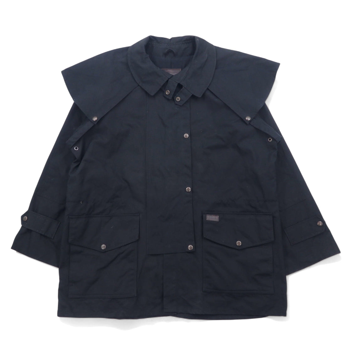 日本然リトテ-古着オンライン-OUTBACK オイルドジャケット サドルジャケット L ブラック コットン ケープ SWAGMAN フィージー製-OUTBACK Oiled Jacket Saddle Jacket L Black Cotton Cape SWAGMAN Fiji Made