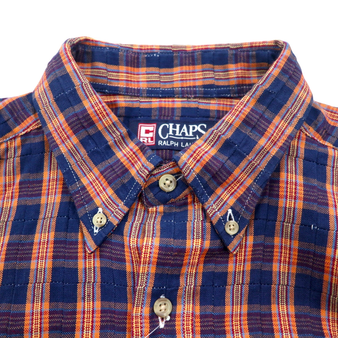 CHAPS RALPH LAUREN 90年代 ボタンダウンシャツ L ブルー チェック コットン 未使用品