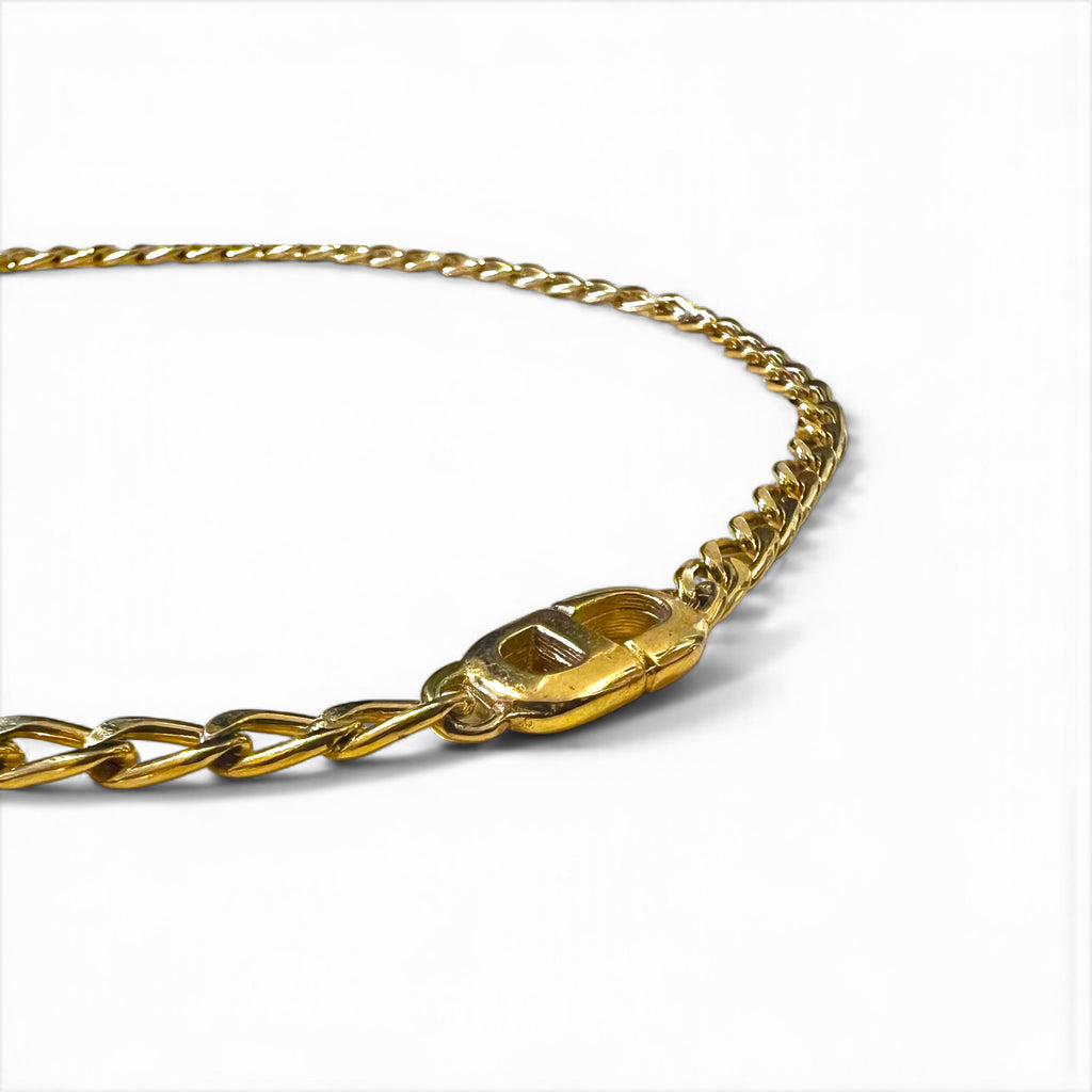 Christian Dior Curb Chain Choker Necklace in Gold with CD Logo and Metal