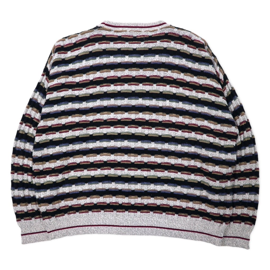 STERLING USA made 90s low gauge knit sweater XXL multicolor cotton big size